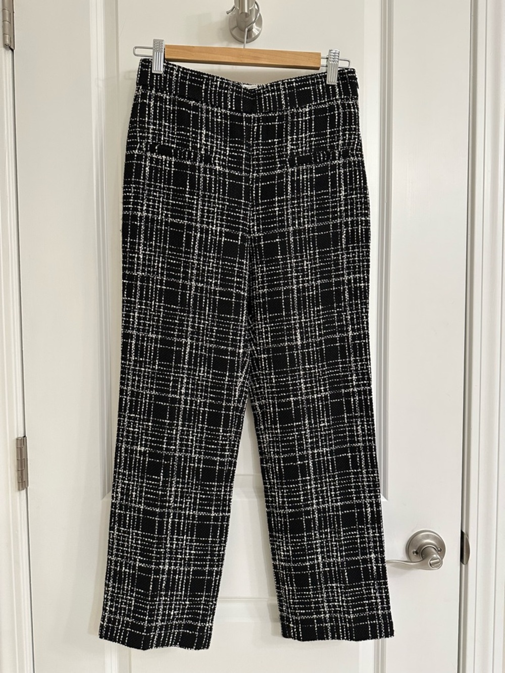 Zara Black and White Tweed Plaid Pants